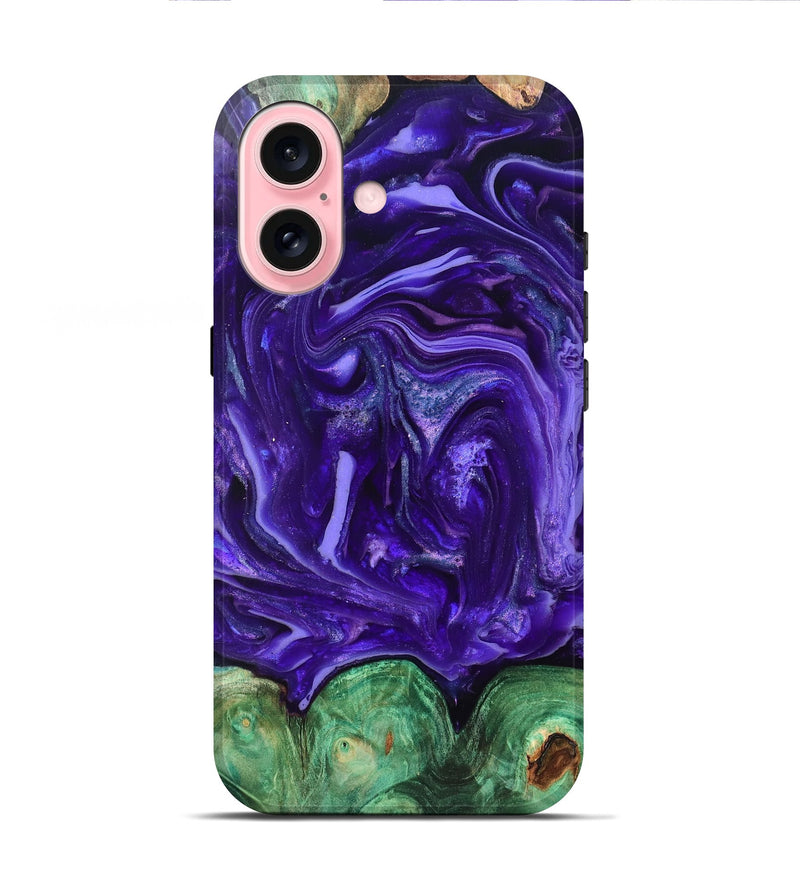 iPhone 16 Wood Live Edge Phone Case - Shelley (Purple, 820704)