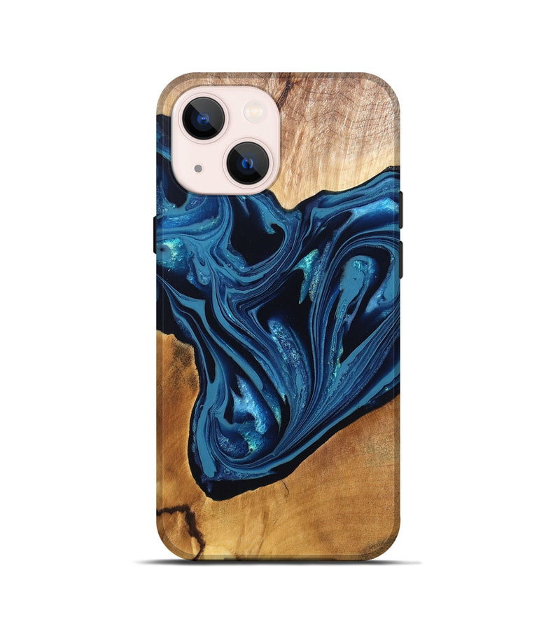iPhone 13 mini Wood Live Edge Phone Case - Gianni (Blue, 820705)