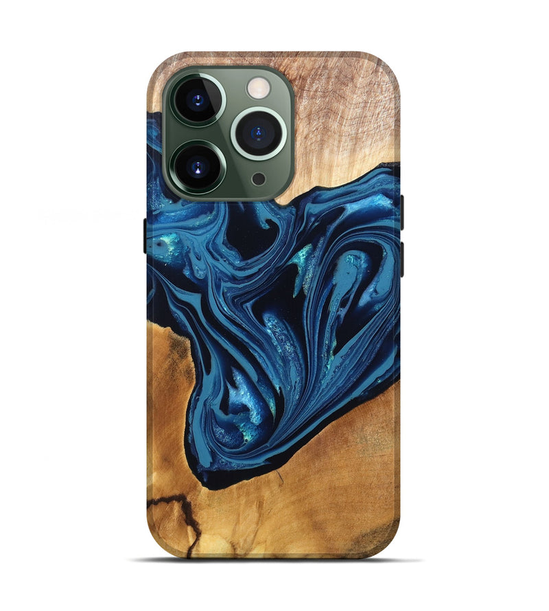 iPhone 13 Pro Wood Live Edge Phone Case - Gianni (Blue, 820705)