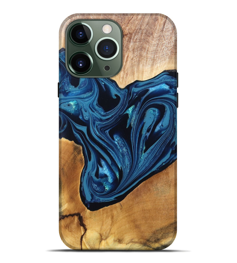iPhone 13 Pro Max Wood Live Edge Phone Case - Gianni (Blue, 820705)