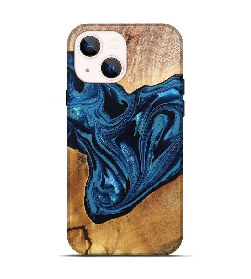 iPhone 14 Wood Live Edge Phone Case - Gianni (Blue, 820705)
