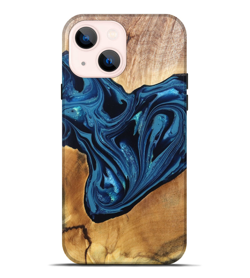 iPhone 14 Plus Wood Live Edge Phone Case - Gianni (Blue, 820705)