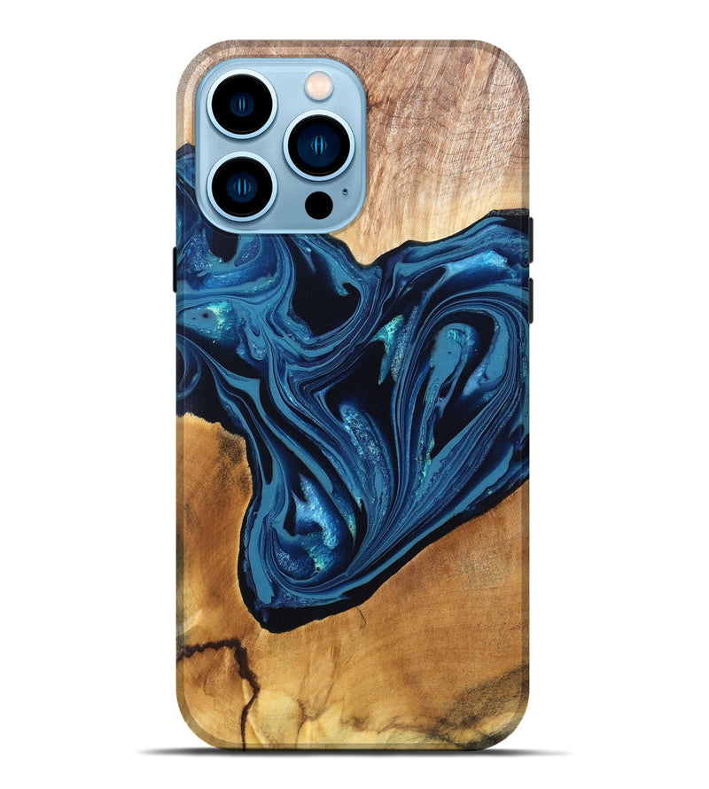 iPhone 14 Pro Max Wood Live Edge Phone Case - Gianni (Blue, 820705)