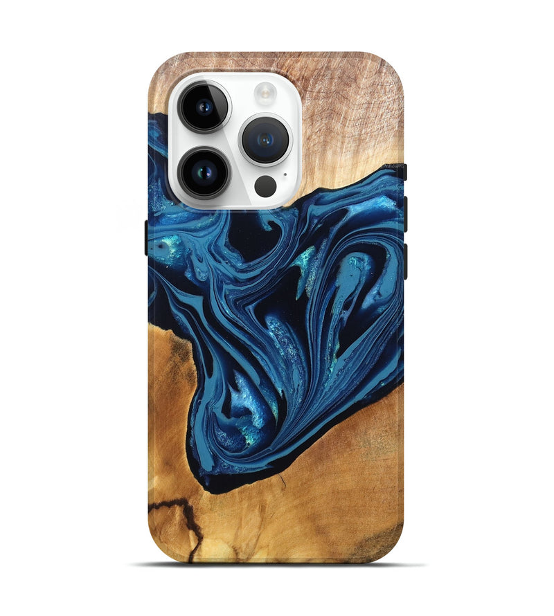 iPhone 15 Pro Wood Live Edge Phone Case - Gianni (Blue, 820705)