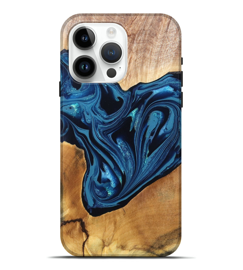 iPhone 15 Pro Max Wood Live Edge Phone Case - Gianni (Blue, 820705)
