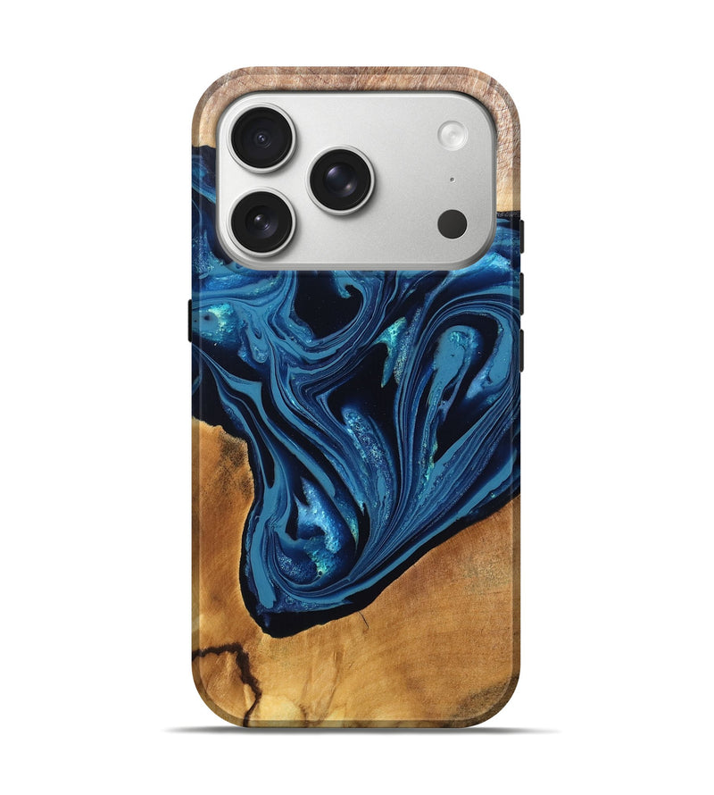 iPhone 17 Pro Wood Live Edge Phone Case - Gianni (Blue, 820705)
