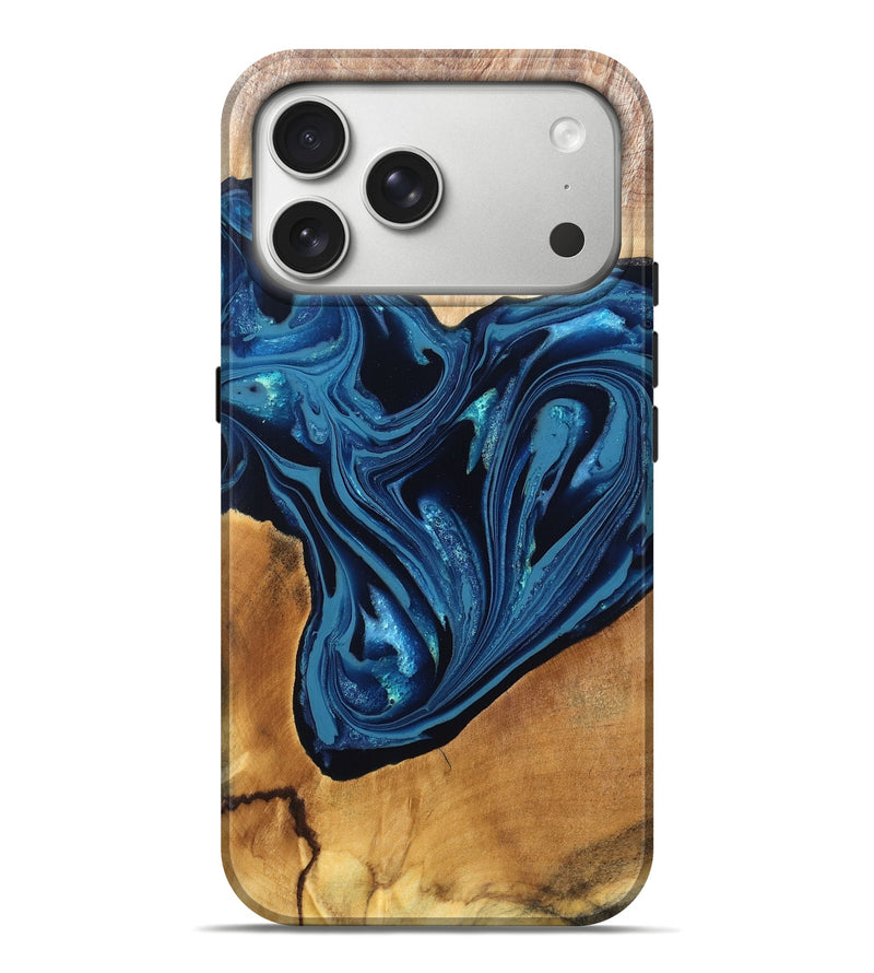 iPhone 17 Pro Max Wood Live Edge Phone Case - Gianni (Blue, 820705)