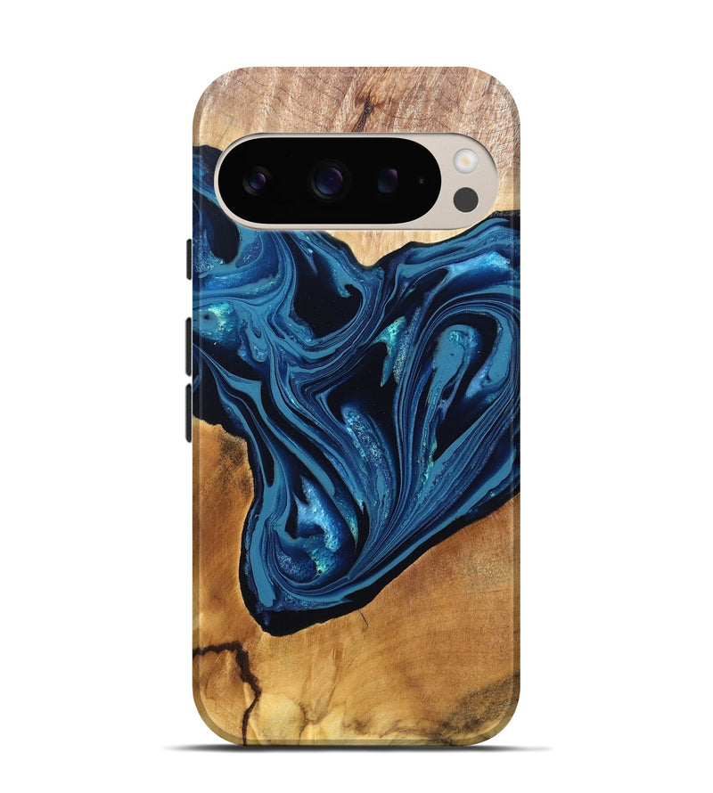 Pixel 9 Pro Wood Live Edge Phone Case - Gianni (Blue, 820705)