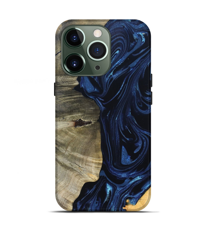 iPhone 13 Pro Wood Live Edge Phone Case - Kellen (Blue, 820706)