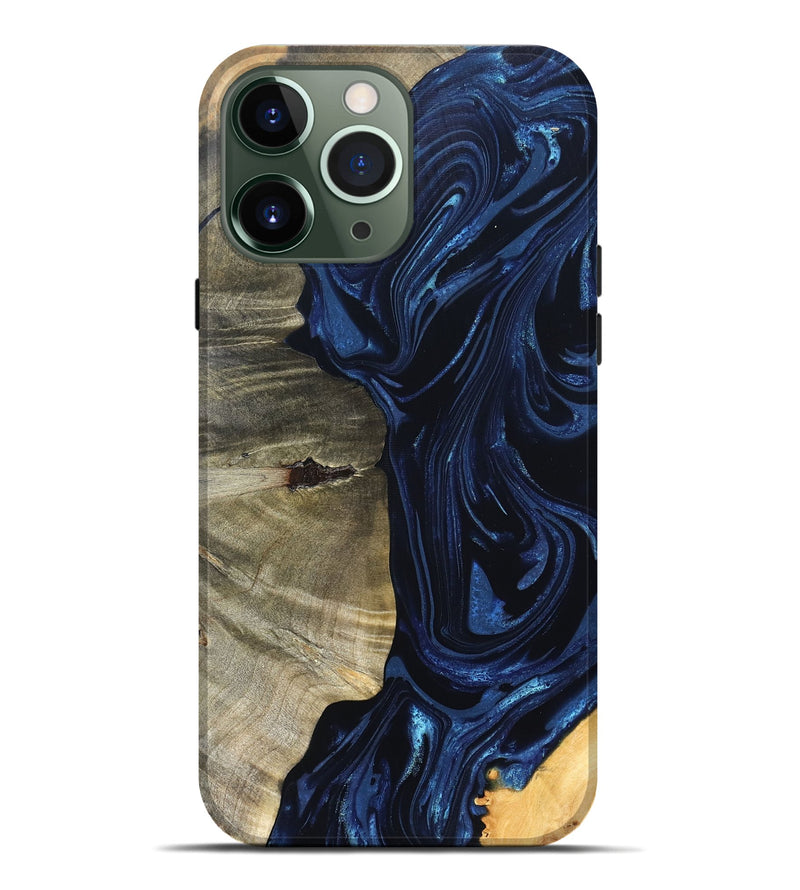 iPhone 13 Pro Max Wood Live Edge Phone Case - Kellen (Blue, 820706)