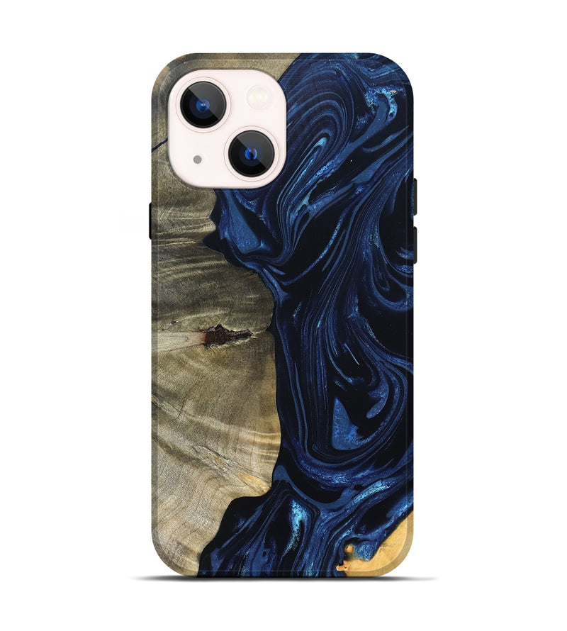 iPhone 14 Wood Live Edge Phone Case - Kellen (Blue, 820706)