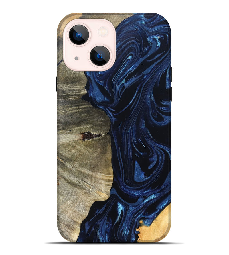 iPhone 14 Plus Wood Live Edge Phone Case - Kellen (Blue, 820706)