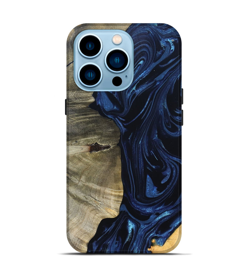 iPhone 14 Pro Wood Live Edge Phone Case - Kellen (Blue, 820706)