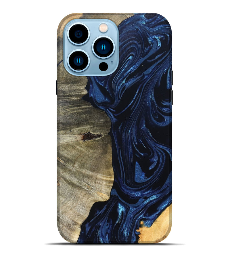 iPhone 14 Pro Max Wood Live Edge Phone Case - Kellen (Blue, 820706)