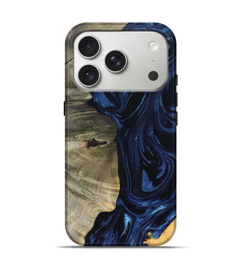 iPhone 17 Pro Wood Live Edge Phone Case - Kellen (Blue, 820706)