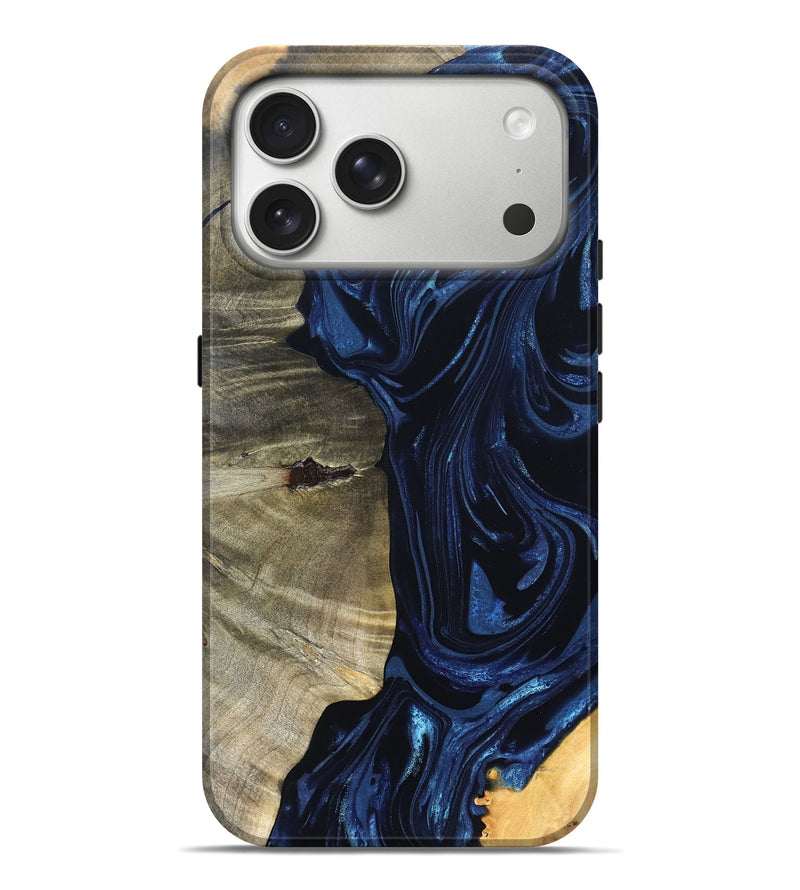 iPhone 17 Pro Max Wood Live Edge Phone Case - Kellen (Blue, 820706)