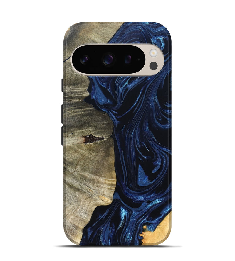 Pixel 9 Pro Wood Live Edge Phone Case - Kellen (Blue, 820706)
