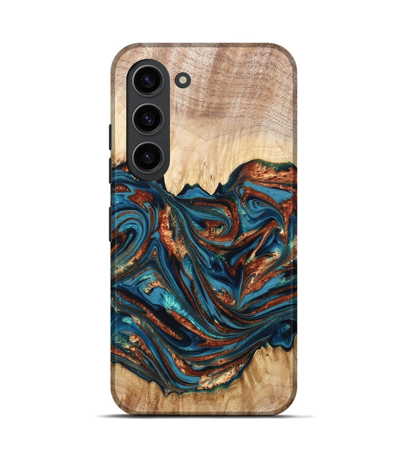 Galaxy S23 Wood Live Edge Phone Case - Tyree (Teal & Gold, 820708)