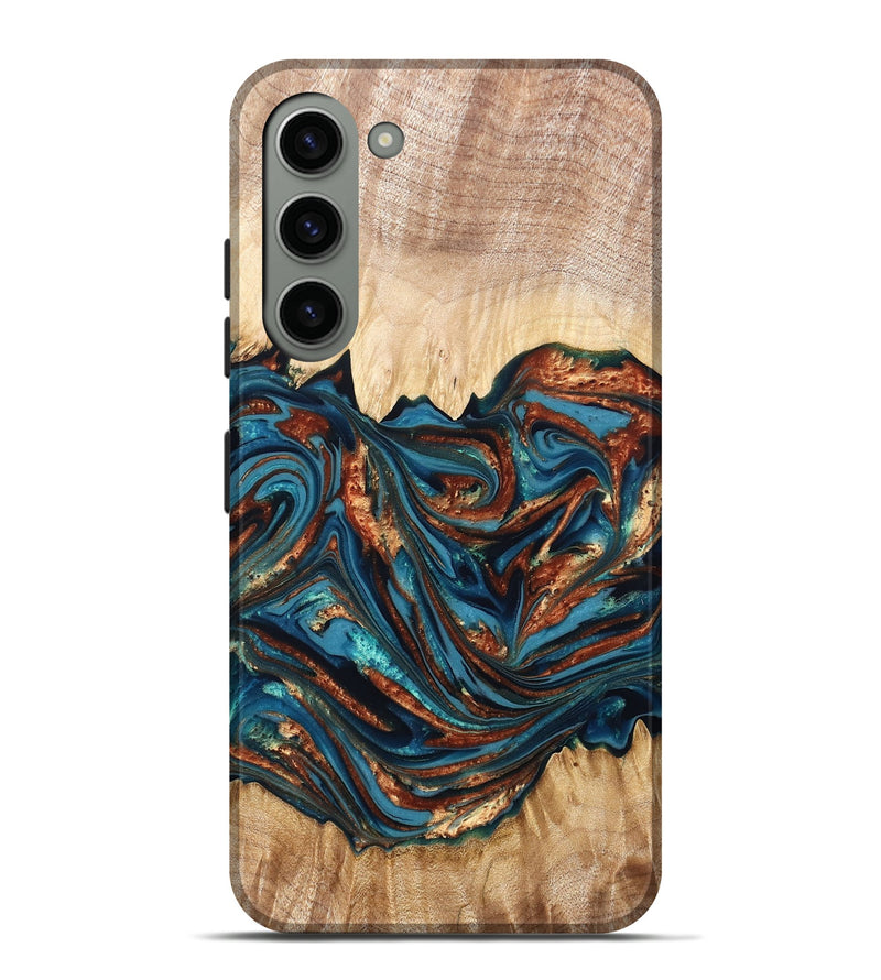 Galaxy S23 Plus Wood Live Edge Phone Case - Tyree (Teal & Gold, 820708)