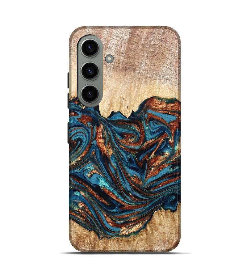 Galaxy S24 Wood Live Edge Phone Case - Tyree (Teal & Gold, 820708)