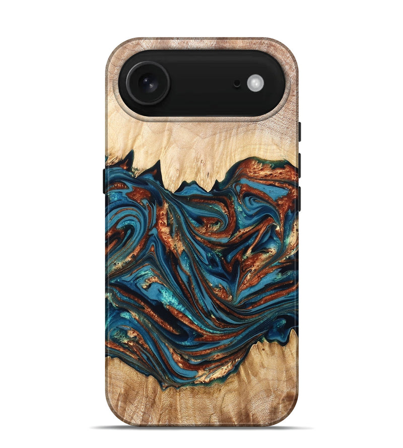 iPhone 17 Air Wood Live Edge Phone Case - Tyree (Teal & Gold, 820708)