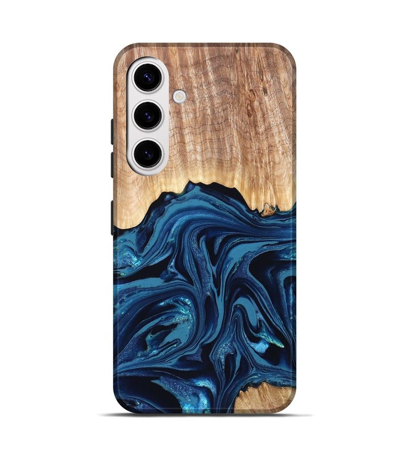Galaxy S25 Wood Live Edge Phone Case - Liza (Blue, 820709)