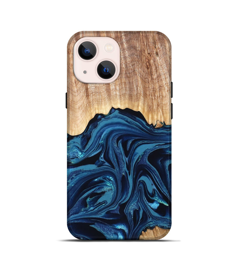 iPhone 13 mini Wood Live Edge Phone Case - Liza (Blue, 820709)