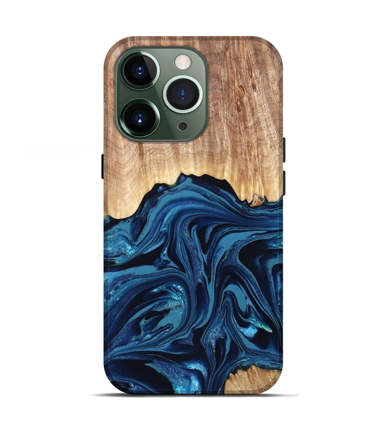 iPhone 13 Pro Wood Live Edge Phone Case - Liza (Blue, 820709)