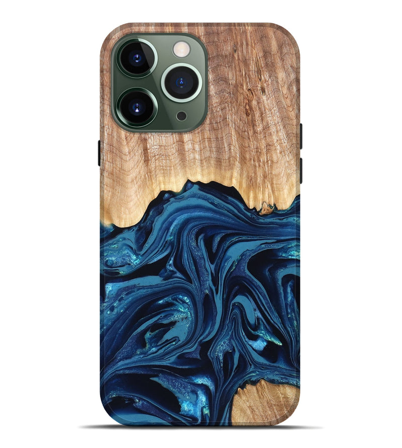 iPhone 13 Pro Max Wood Live Edge Phone Case - Liza (Blue, 820709)