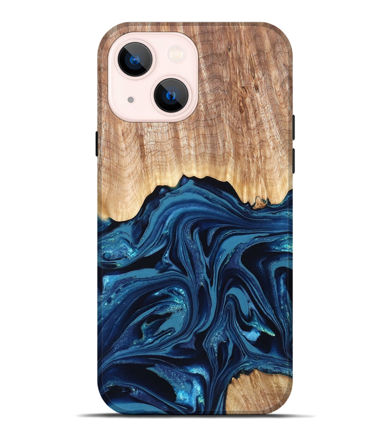 iPhone 14 Plus Wood Live Edge Phone Case - Liza (Blue, 820709)