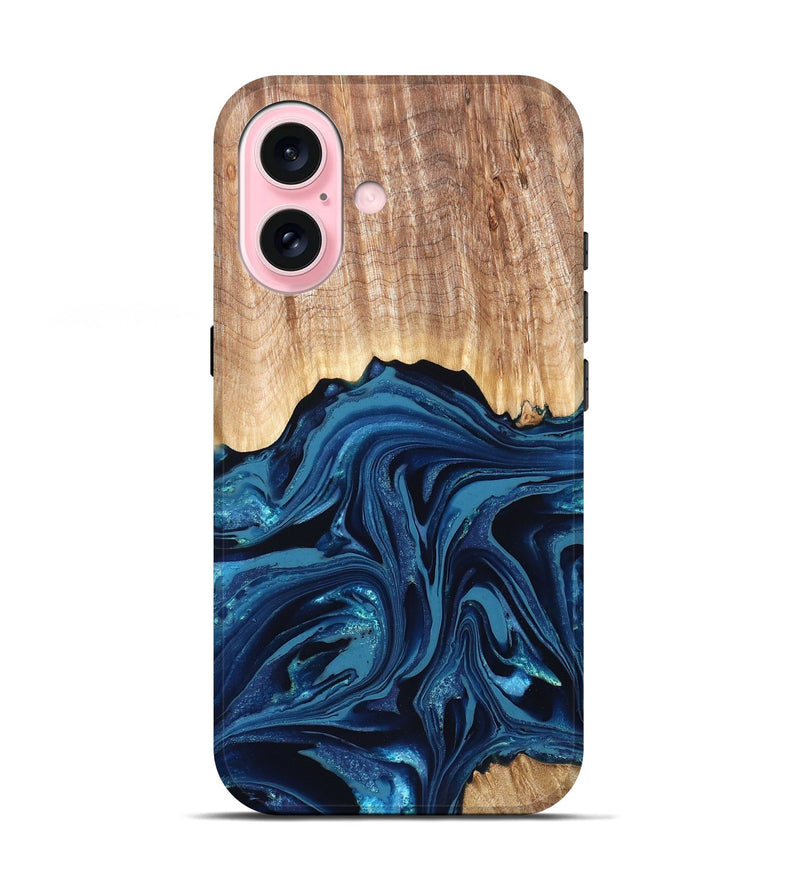 iPhone 17 Wood Live Edge Phone Case - Liza (Blue, 820709)