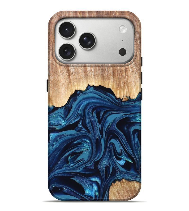 iPhone 17 Pro Max Wood Live Edge Phone Case - Liza (Blue, 820709)