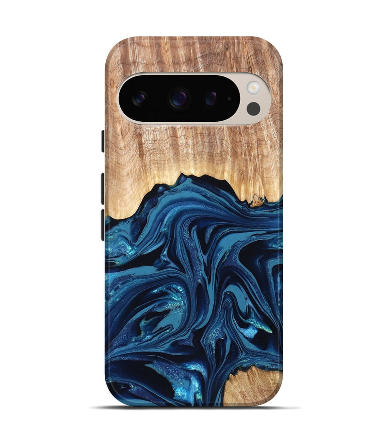 Pixel 9 Pro Wood Live Edge Phone Case - Liza (Blue, 820709)