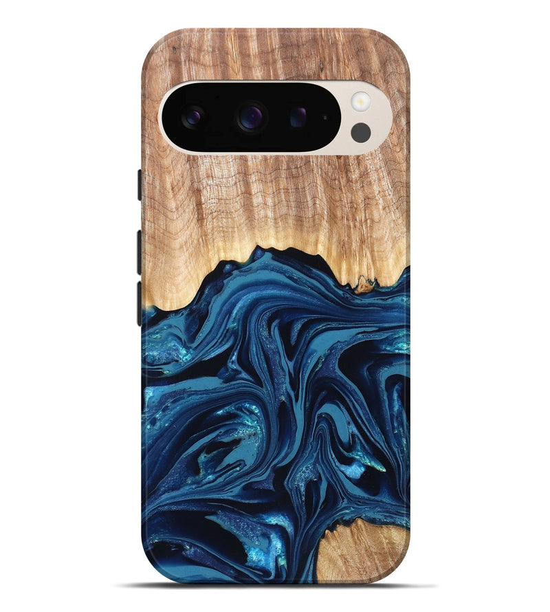 Pixel 9 Pro XL Wood Live Edge Phone Case - Liza (Blue, 820709)