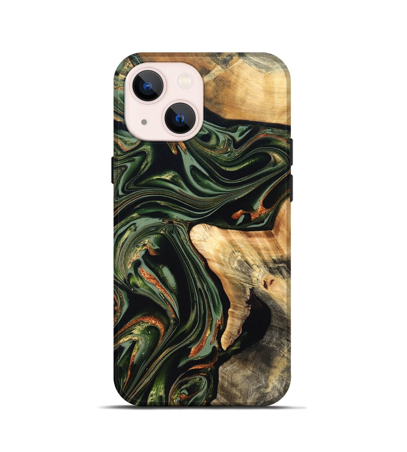 iPhone 13 mini Wood Live Edge Phone Case - Duncan (Green, 820710)