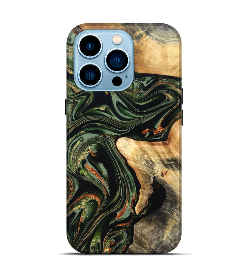 iPhone 14 Pro Wood Live Edge Phone Case - Duncan (Green, 820710)