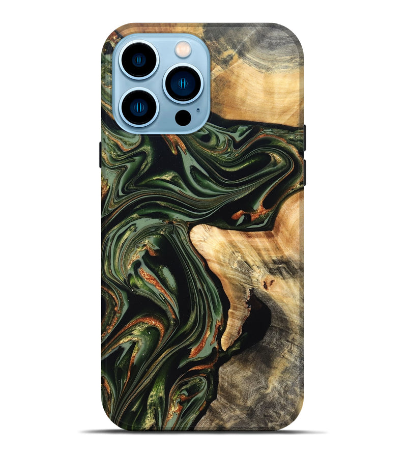 iPhone 14 Pro Max Wood Live Edge Phone Case - Duncan (Green, 820710)