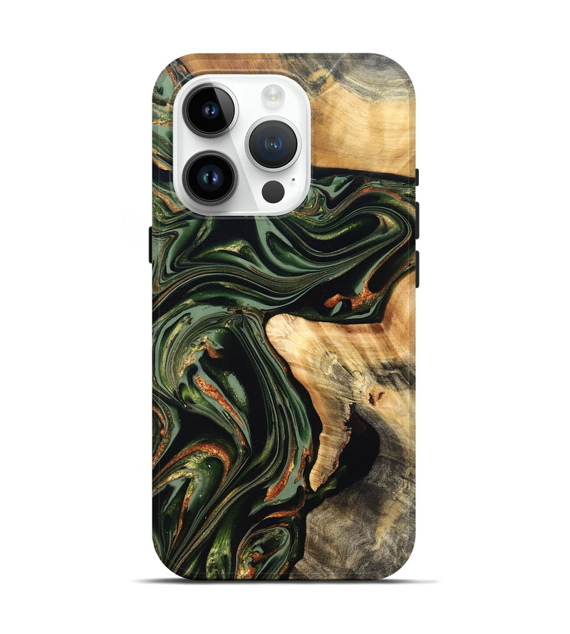 iPhone 15 Pro Wood Live Edge Phone Case - Duncan (Green, 820710)