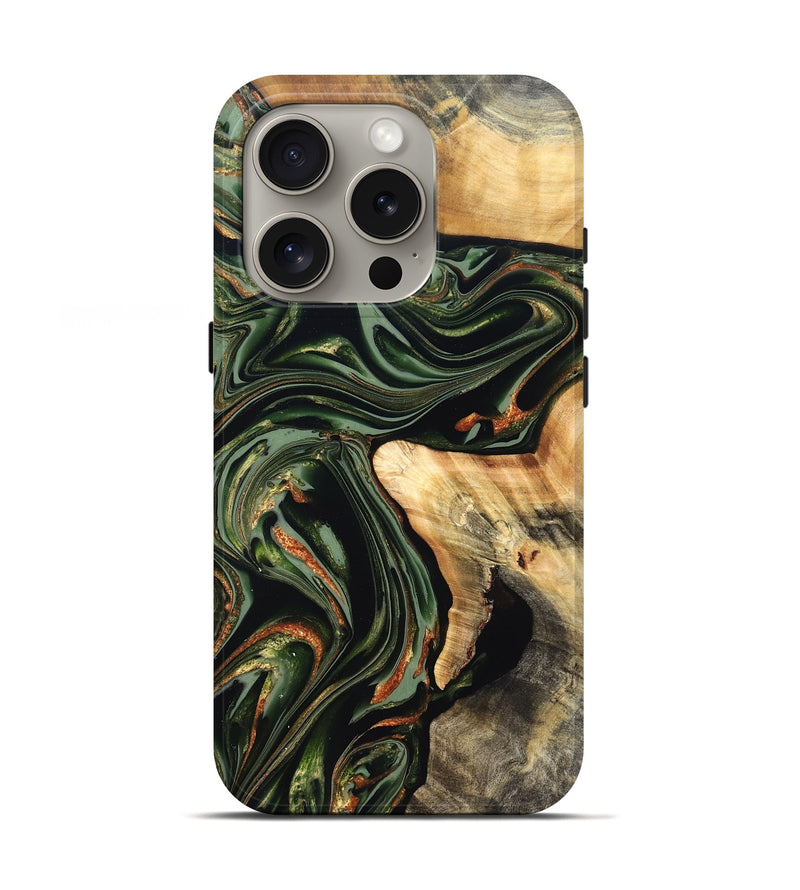 iPhone 16 Pro Wood Live Edge Phone Case - Duncan (Green, 820710)