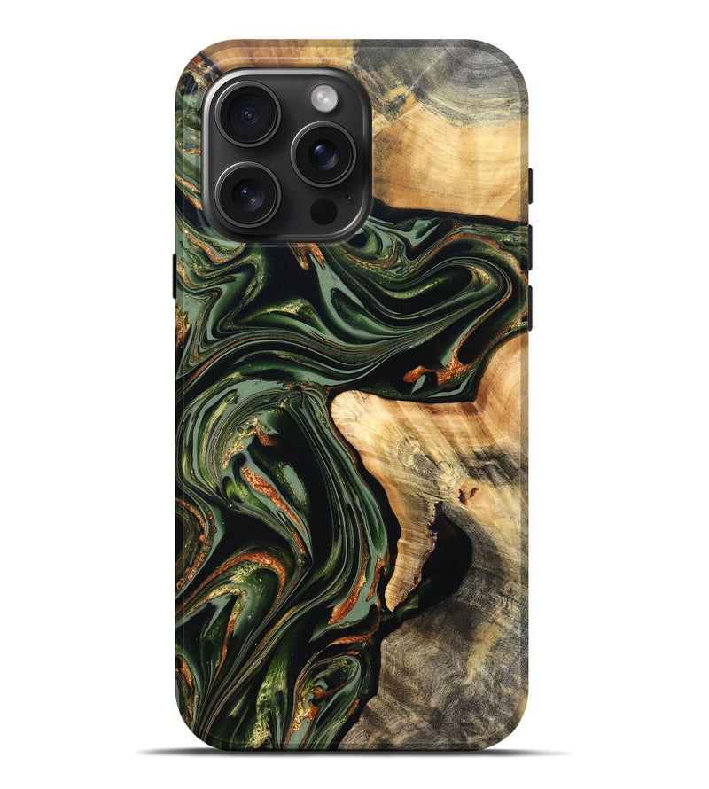 iPhone 16 Pro Max Wood Live Edge Phone Case - Duncan (Green, 820710)