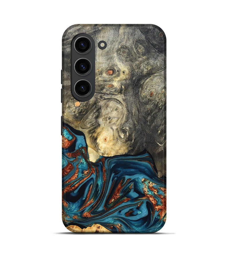 Galaxy S23 Wood Live Edge Phone Case - Keagan (Teal & Gold, 820711)