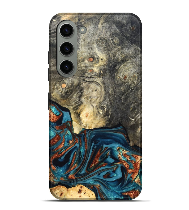 Galaxy S23 Plus Wood Live Edge Phone Case - Keagan (Teal & Gold, 820711)