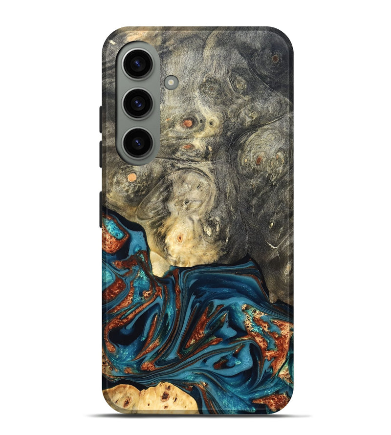 Galaxy S24 Plus Wood Live Edge Phone Case - Keagan (Teal & Gold, 820711)