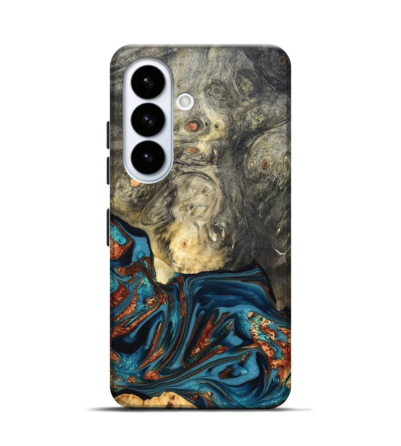 Galaxy S26 Wood Live Edge Phone Case - Keagan (Teal & Gold, 820711)