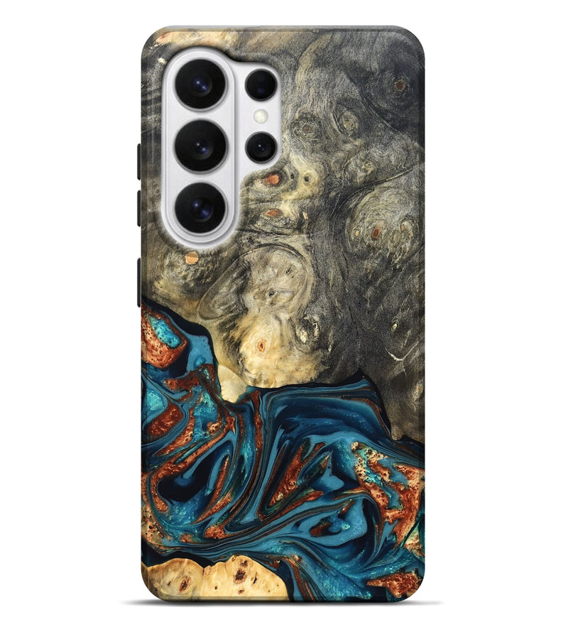 Galaxy S26 Ultra Wood Live Edge Phone Case - Keagan (Teal & Gold, 820711)