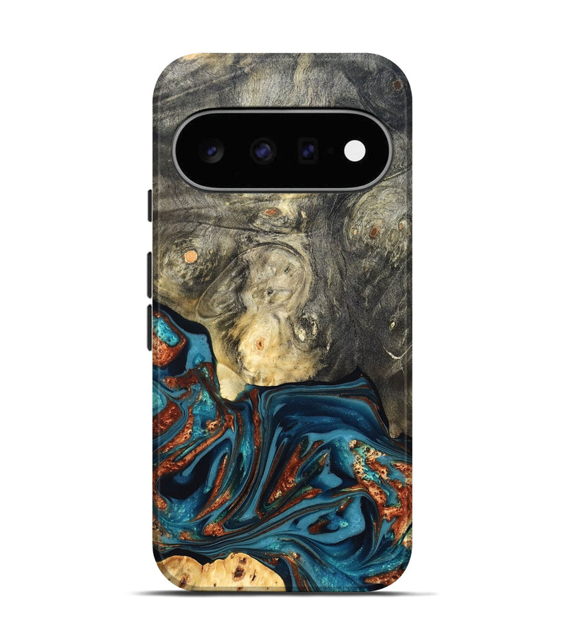 Pixel 11 Wood Live Edge Phone Case - Keagan (Teal & Gold, 820711)