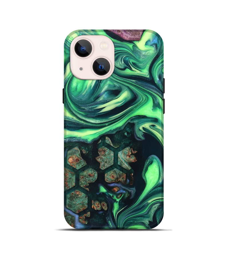 iPhone 13 mini Wood Live Edge Phone Case - Judge (Neon, 820712)