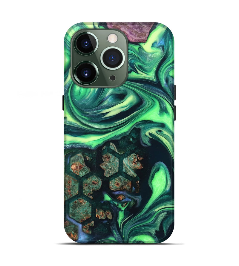 iPhone 13 Pro Wood Live Edge Phone Case - Judge (Neon, 820712)