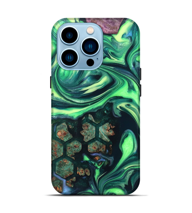 iPhone 14 Pro Wood Live Edge Phone Case - Judge (Neon, 820712)