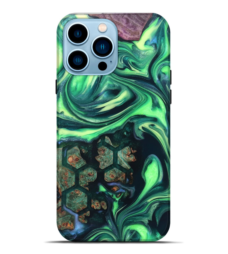 iPhone 14 Pro Max Wood Live Edge Phone Case - Judge (Neon, 820712)